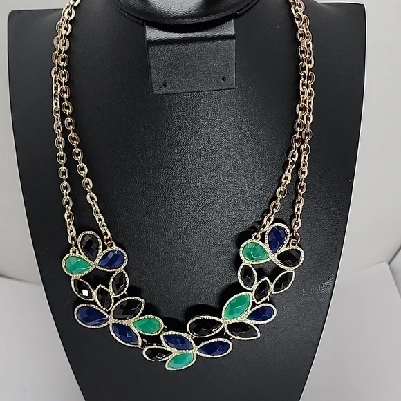 Forever 21 Jewelry Forever Green Blue Bib Necklace Poshmark